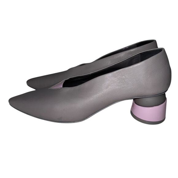 Grey Matters Heel Grey Leather Heels Light Purple Accents on Heels Front Size 39 - Picture 3 of 14